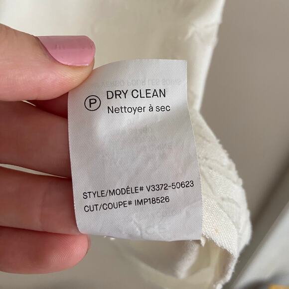 VINCE Burnout Sleeveless Jacquard Ivory White Cotton Silk Blend Trapeze Dress 4 - Picture 8 of 8